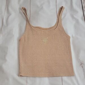 Desert Dreamer Ribbed Mushroom Cropped Tank Top size Medium